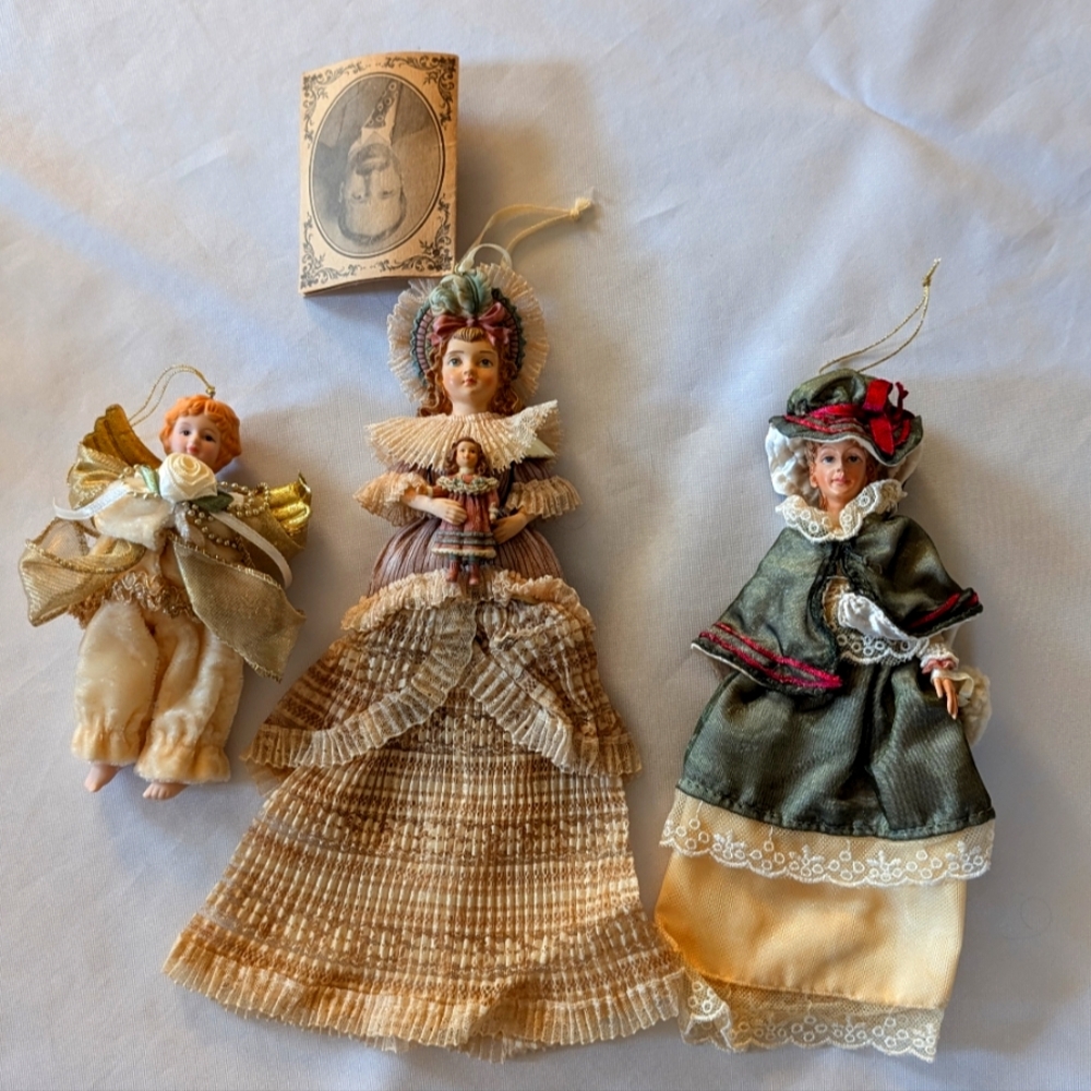 3 Louis Nicole Victorian Doll Ornaments